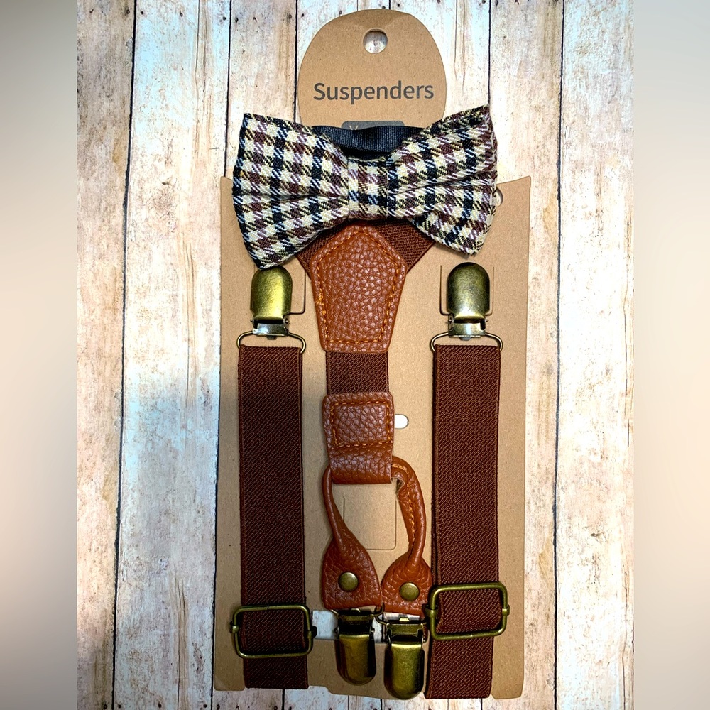 brown suspenders for child, boy suspenders, toddler suspenders